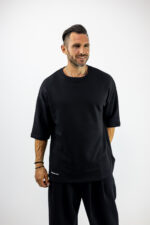 Φούτερ Oversized 3/4 Μανίκι & Στάμπα Πίσω Μαύρo