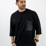 T-Shirt Oversized με τσέπη Μαύρη