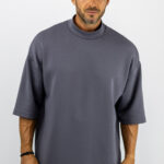 T-Shirt Oversized Μονόχρωμο Γκρί