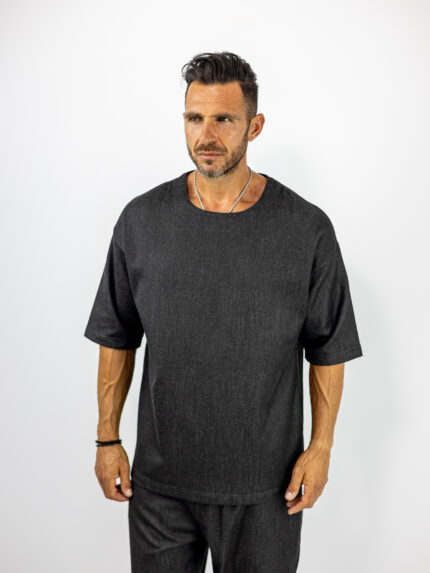 T-Shirt Oversized Μονόχρωμο Μαύρο