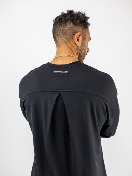 T-Shirt Oversized & Πιέτα Πίσω Μονόχρωμο Μαύρο