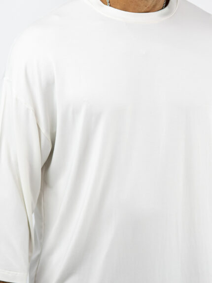 T-Shirt Oversized 3/4 Μανίκι Μονόχρωμο Λευκό