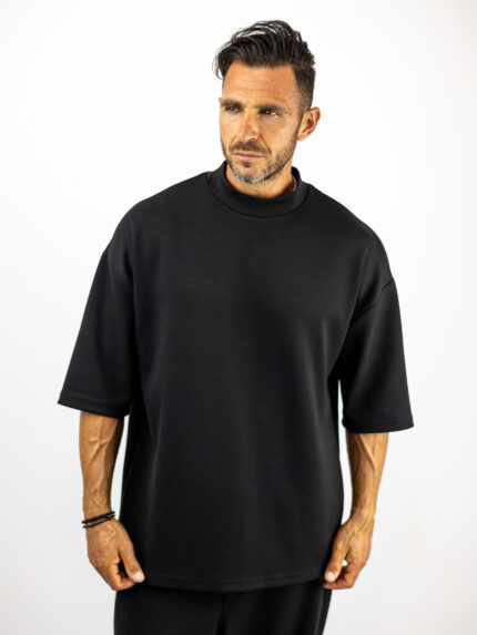 T-Shirt Oversized Μονόχρωμο Μαύρο