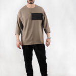 T-Shirt Oversized 3/4 Μανίκι Καφέ