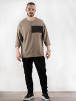 T-Shirt Oversized 3/4 Μανίκι Καφέ