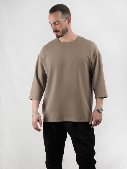 T-Shirt Oversized & Πιέτα στην Πλάτη Καφέ