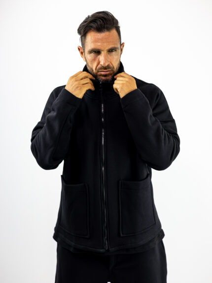 Ζακέτα Φούτερ Oversized Μονόχρωμη Μαύρη