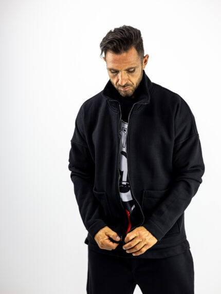 Ζακέτα Φούτερ Oversized Μονόχρωμη Μαύρη