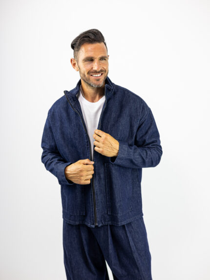 Jean Ζακέτα Oversized Μπλέ