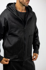 Ζακέτα Overzised Mονόχρωμη & Κουκούλα Μαύρη