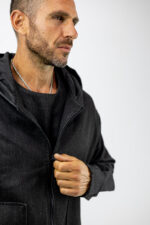 Ζακέτα Overzised Mονόχρωμη & Κουκούλα Μαύρη