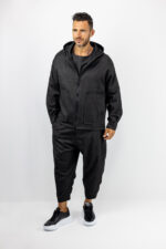 Ζακέτα Overzised Mονόχρωμη & Κουκούλα Μαύρη