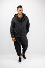 Ζακέτα Overzised Mονόχρωμη & Κουκούλα Μαύρη