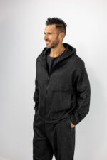 Ζακέτα Overzised Mονόχρωμη & Κουκούλα Μαύρη