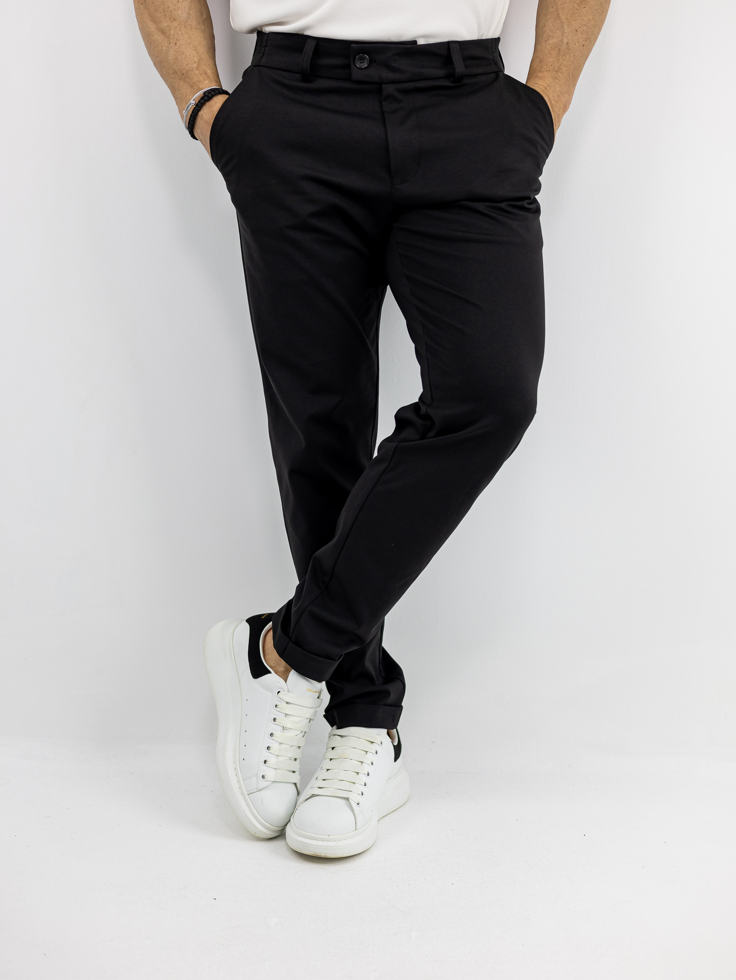 CHINOS_HACKER_130093_MAURO_01.jpg Παντελόνι Chinos Punto Roma Slim Fit Μαύρο