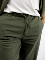 Παντελόνι Chinos Λινό Regular Fit Λαδί