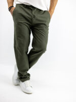 Παντελόνι Chinos Λινό Regular Fit Λαδί