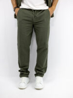Παντελόνι Chinos Λινό Regular Fit Λαδί