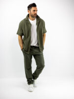 Παντελόνι Chinos Λινό Regular Fit Λαδί