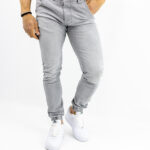 Jean Slim Fit & Λάστιχο Κάτω Γκρί