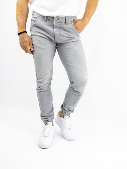 Jean Slim Fit & Λάστιχο Κάτω Γκρί