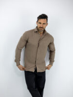 Πουκάμισο Slim Fit Καφέ
