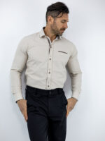 Πουκάμισο Slim Fit - Στενή Γραμμή Μπέζ