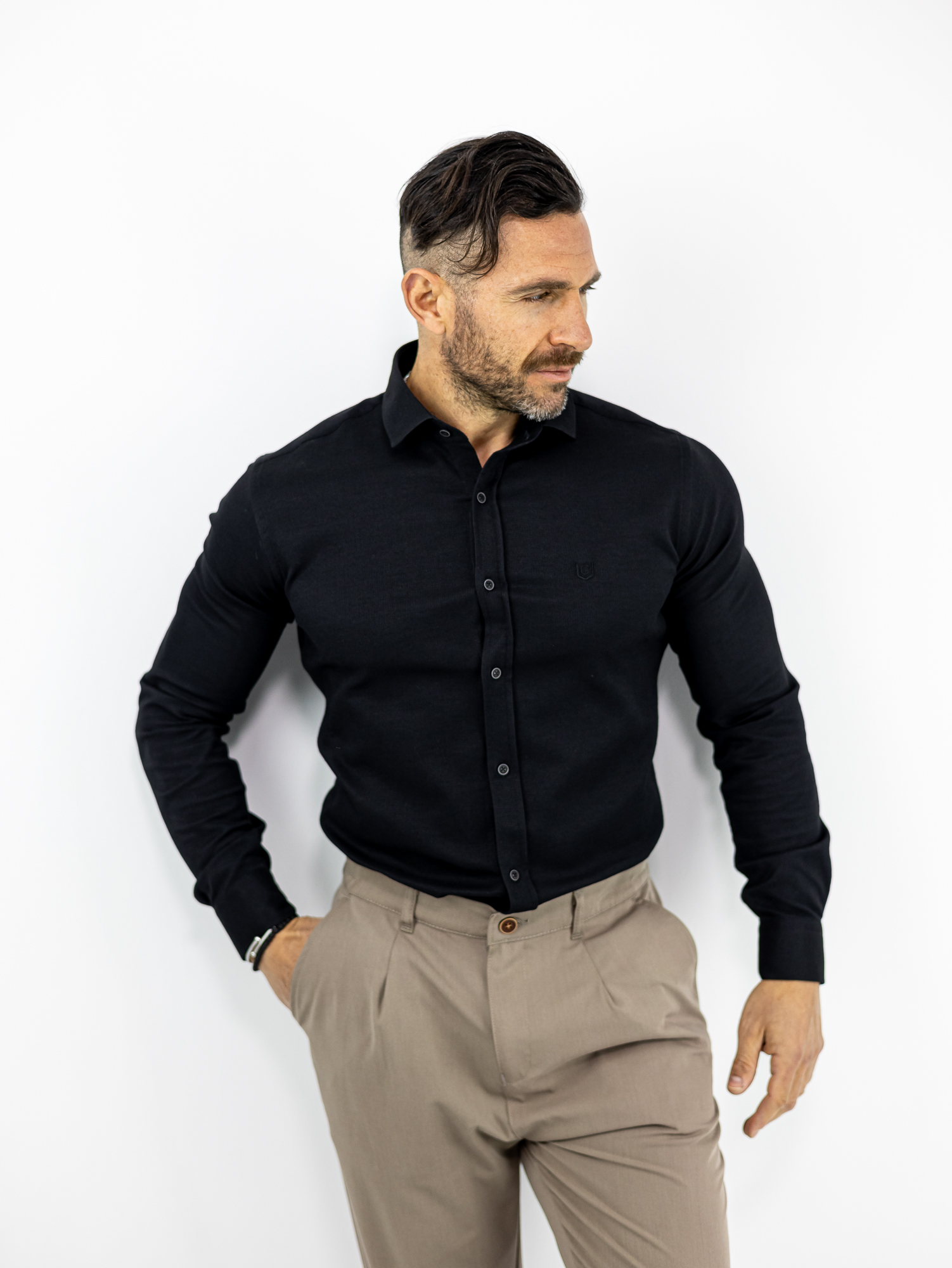 POUKAMISO_CND_130019_MAURO_01.jpg Πουκάμισο Slim Fit - Στενή Γραμμή Μαύρο