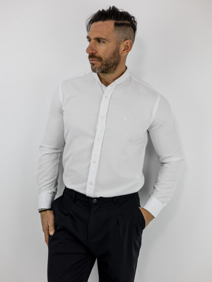 Πουκάμισο Μάο Slim Fit - Στενή Γραμμή Λευκό
