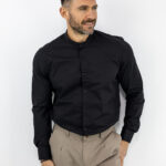 Πουκάμισο Slim Fit Μάο Μαύρο