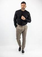 Πουκάμισο Slim Fit Μάο Μαύρο