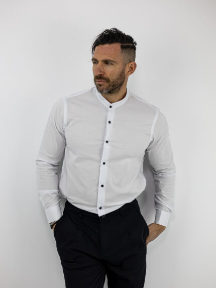 Πουκάμισο Slim Fit Μάο Λευκό