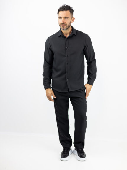 Παντελόνι Jogger Loose Fit & Πουκάμισο Regular Fit Μαύρο