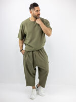 Παντελόνι Oversized Japanese & T-Shirt Oversized Μονόχρωμο Λαδί