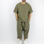 Παντελόνι Oversized Japanese & T-Shirt Oversized Μονόχρωμο Λαδί