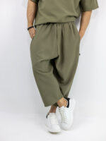 Παντελόνι Oversized Japanese & T-Shirt Oversized Μονόχρωμο Λαδί