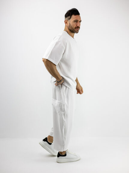 Παντελόνι Oversized Japanese & T-Shirt Oversized Μονόχρωμο Λευκό