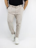 Παντελόνι Jogger Loose Fit & Λάστιχο Πίσω & Πουκάμισο Regular Fit Μάο & 3/4 Μανίκι Μπέζ