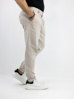 Παντελόνι Jogger Loose Fit & Λάστιχο Πίσω & Πουκάμισο Regular Fit Μάο & 3/4 Μανίκι Μπέζ