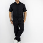 Παντελόνι Jogger Loose Fit Με Λάστιχο Πίσω & Πουκάμισο Regular Fit Μαύρο