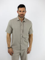 Παντελόνι Jogger Loose Fit Με Λάστιχο Πίσω & Πουκάμισο Regular Fit Μπέζ
