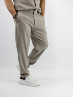 Παντελόνι Jogger Loose Fit Με Λάστιχο Πίσω & Πουκάμισο Regular Fit Μπέζ