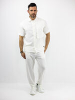 Παντελόνι Jogger Loose Fit Με Λάστιχο Πίσω & Πουκάμισο Regular Fit Λεύκο