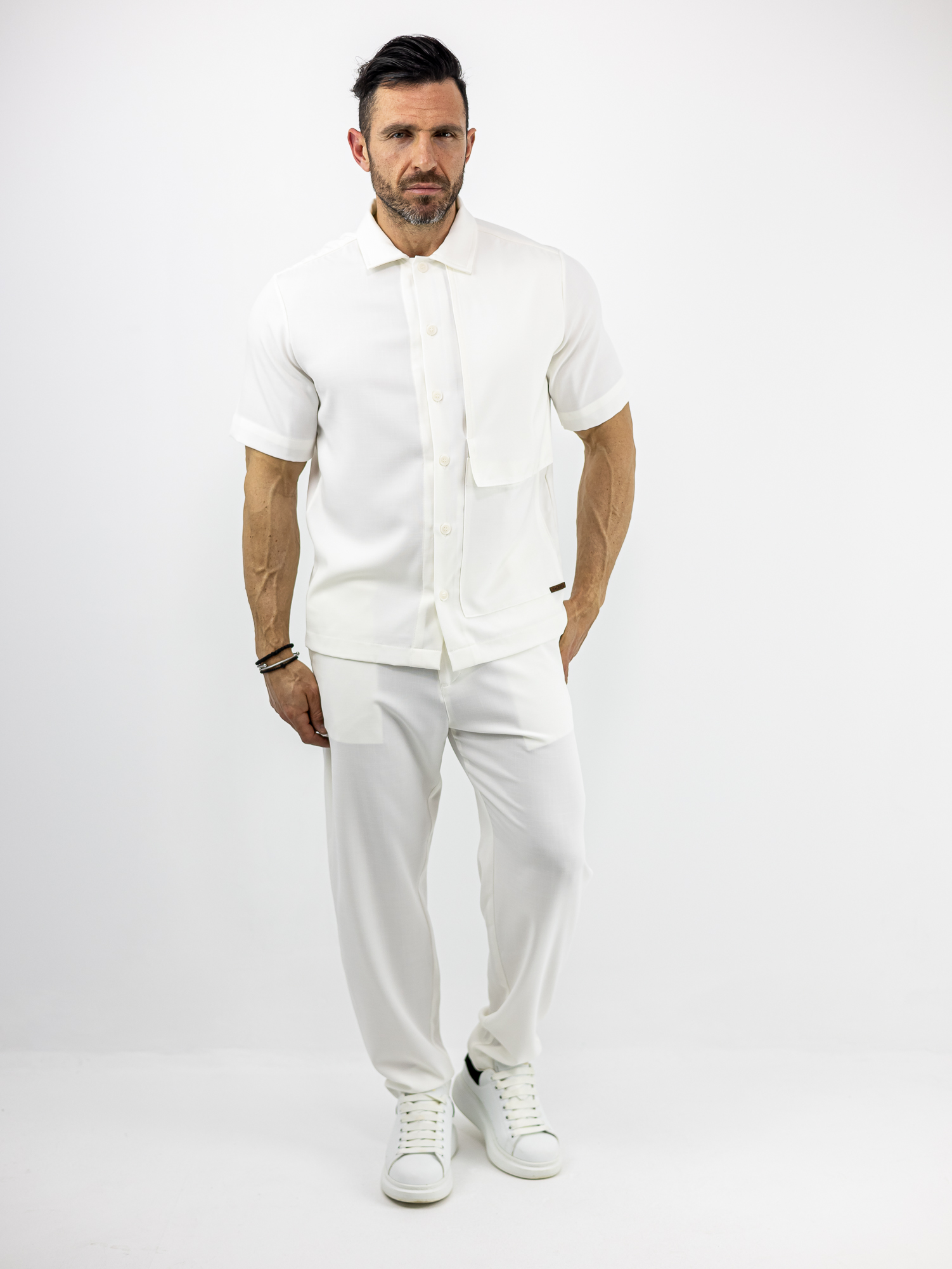 SET_HACKER_130124_LEFKO_01.jpg Παντελόνι Jogger Loose Fit Με Λάστιχο Πίσω & Πουκάμισο Regular Fit Λεύκο
