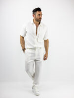 Παντελόνι Jogger Loose Fit Με Λάστιχο Πίσω & Πουκάμισο Regular Fit Λεύκο