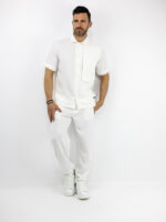 Παντελόνι Jogger Loose Fit Με Λάστιχο Πίσω & Πουκάμισο Regular Fit Λεύκο