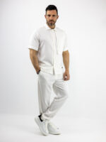 Παντελόνι Jogger Loose Fit Με Λάστιχο Πίσω & Πουκάμισο Regular Fit Λεύκο