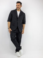Παντελόνι Jogger Loose Fit Ριγέ & Σακάκι Overshirt Ριγέ Μαύρο