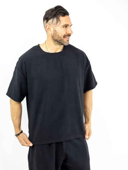 T-Shirt Oversized Μονόχρωμο Μαύρο
