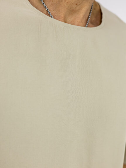 T-Shirt Oversized Μονόχρωμο Μπέζ